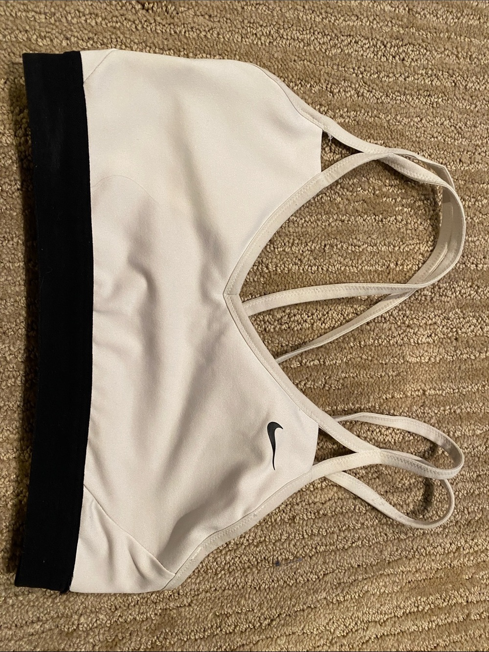 Nike White & Black Strappy Low-Impact Sports Bra